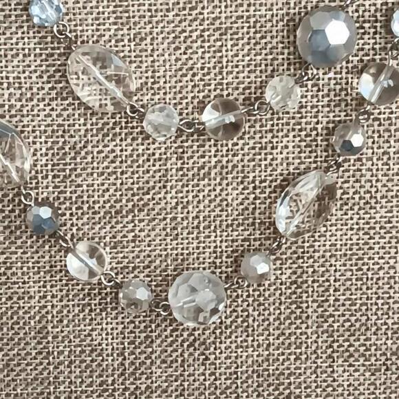 Cookie Lee clear glass bead necklace multi-faceted crystals Varied Shapes, 36" - Picture 5 of 9